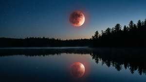 Lunar Eclipse Lake Reflection