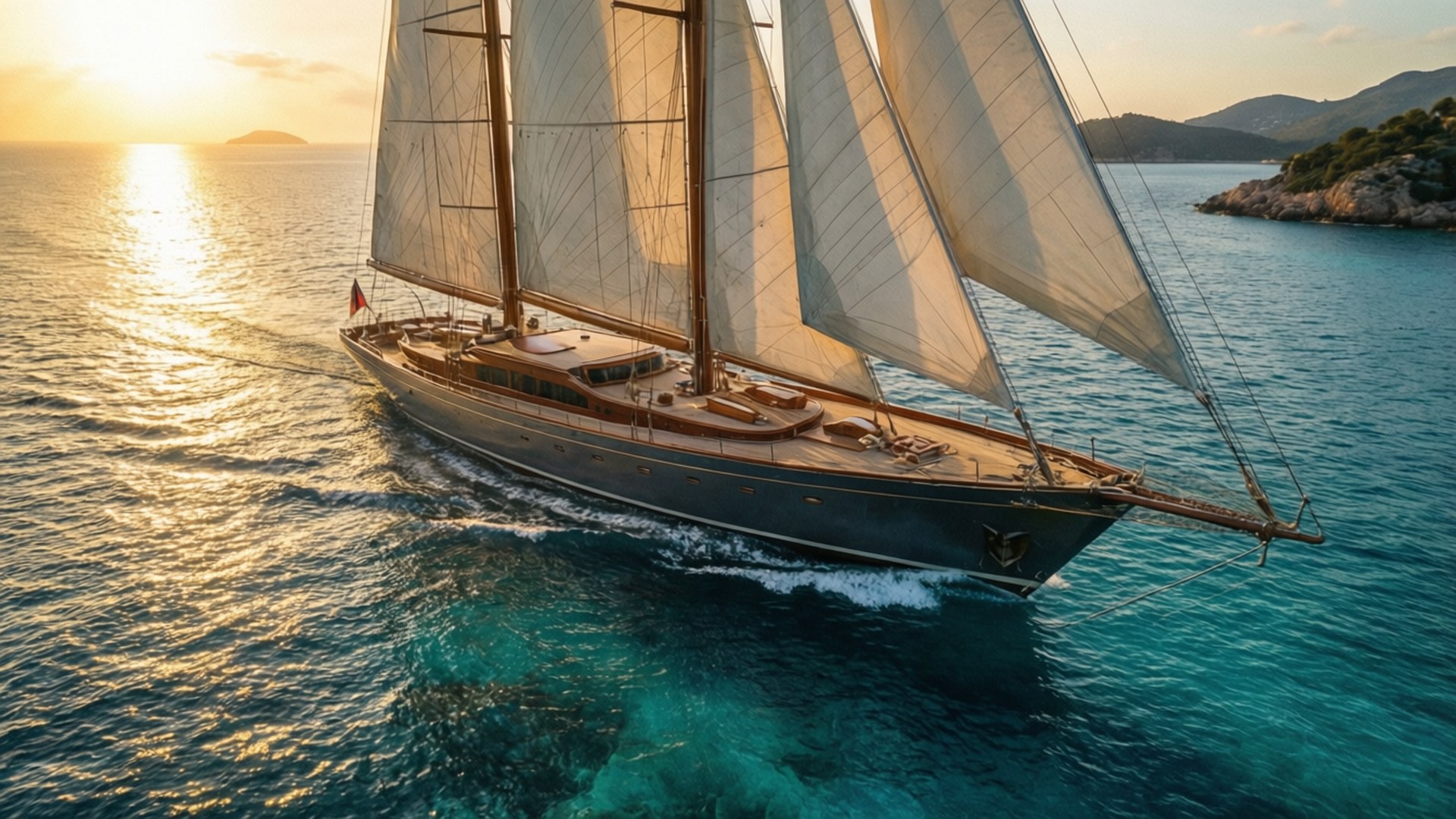 Luxury Yacht Sunset by Wallpapers.art Studio