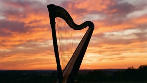 Lyre Silhouette Sunset