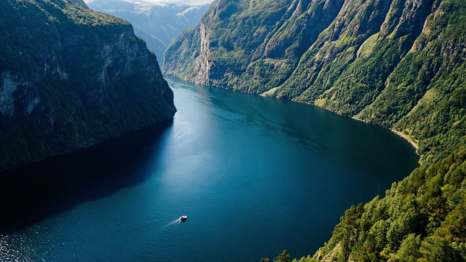 Lysefjord Aerial Blue by Wallpapers.art Studio