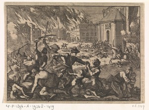 Maagdenburg door Tilly veroverd terwijl weerloze burgers worden afgeslacht, 1631