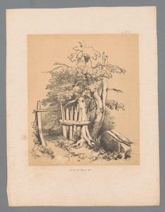 Maaslandschap met een hek bij bomen