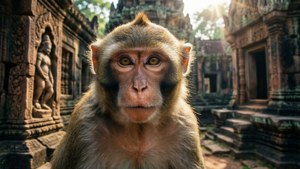 Macaque at Ancient Temple