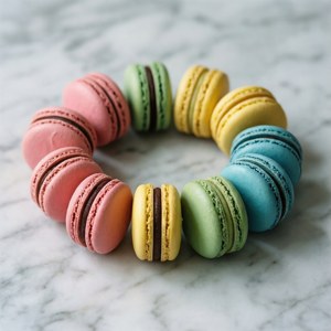 Macaron Rainbow on Marble