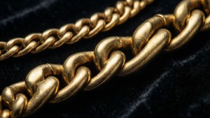 Macro Gold Chain on Velvet