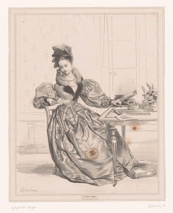 Madame Devéria leest een brief tijdens het middaguur