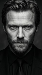 Mads Mikkelsen Black White Portrait