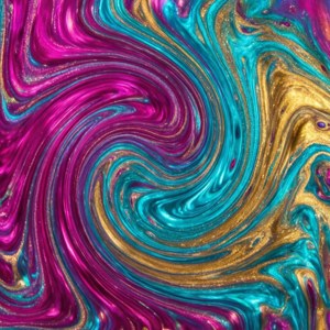 Magenta Turquoise Gold Swirl