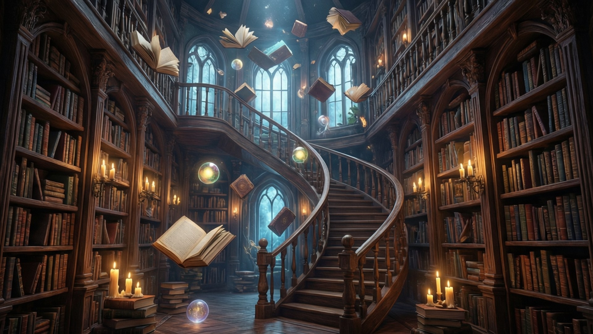 Magical Library Interior by Wallpapers.art Studio