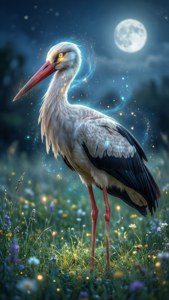 Magical Moonlit Stork