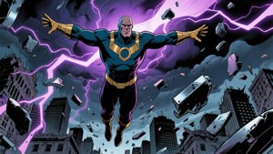 Magneto Floating Over Ruins