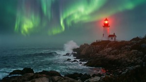 Maine Lighthouse Aurora