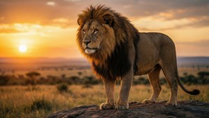 Majestic Lion at Sunset