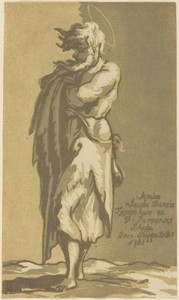Male Saint Standing, with Folded Arms, Facing to the Left