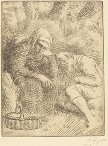 Man and Wife Seated by the Road with a Basket(Homme et femme assis au bord de la rou te aven un panier)