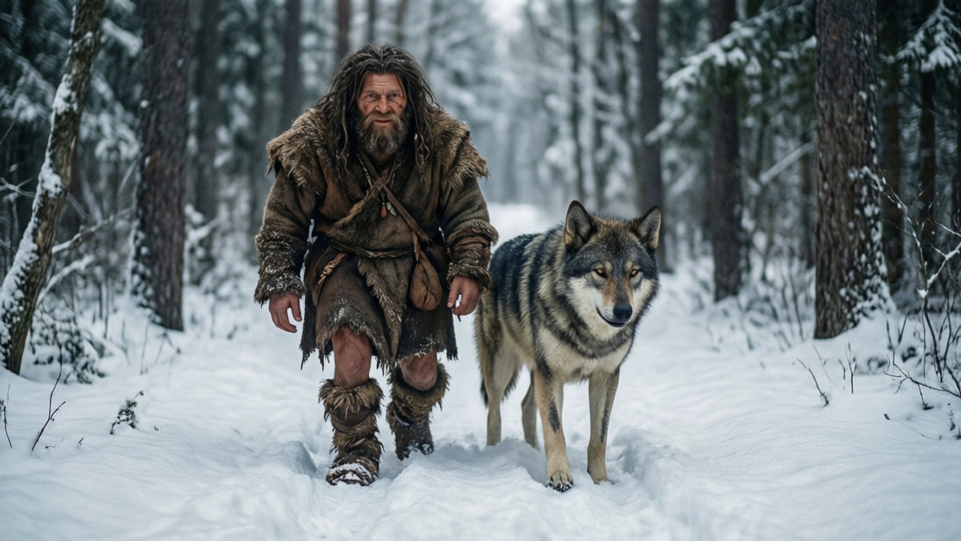 Man and Wolf Friend by Wallpapers.art Studio