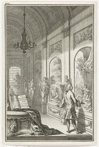 Man bekijkt wandschildering