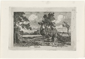 Man bij een boerderij
