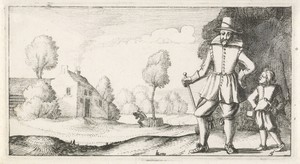 Man en jongen in een landschap
