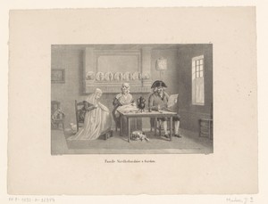 Man en twee vrouwen gezeten bij een tafel in een Zaandamse woonkamer