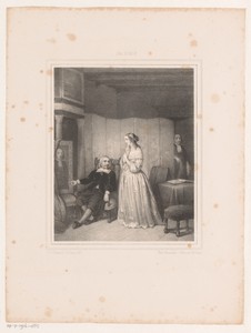 Man en vrouw bekijken een portret
