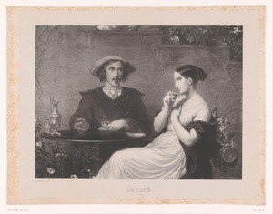 Man en vrouw drinken koffie
