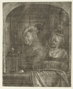 Man en vrouw in een venster