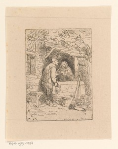 Man en vrouw in gesprek bij een huis