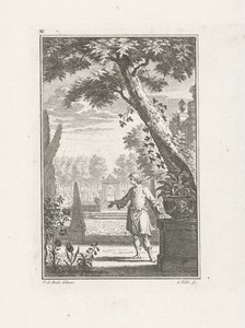 Man in een tuin
