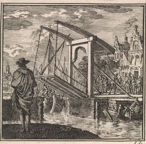 Man kijkt naar een ophaalbrug