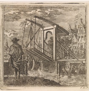 Man kijkt naar een ophaalbrug