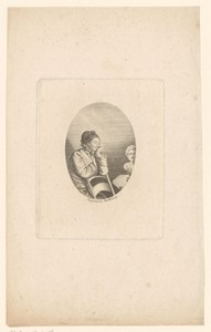 Man leunt met zijn elleboog op de rand van een stoel, mogelijk portret van Johann Caspar Lavater