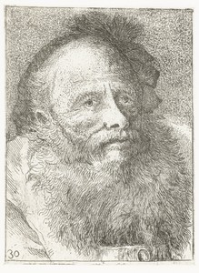 Man met baard en hoofddeksel met veer