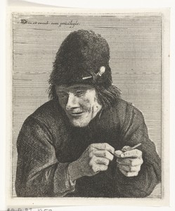 Man met bontmuts en pijp