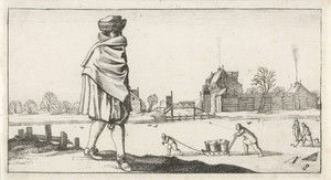 Man met bontmuts in een winterlandschap