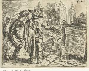 Man met bontmuts wordt aan zijn oor getrokken