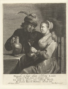 Man met kan en vrouw met glas
