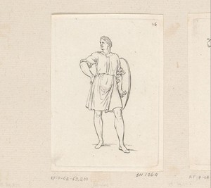 Man met lauwerkrans en schild