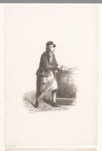 Man met teugels bij een ton