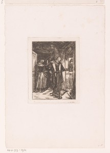 Man met voetboog in een interieur