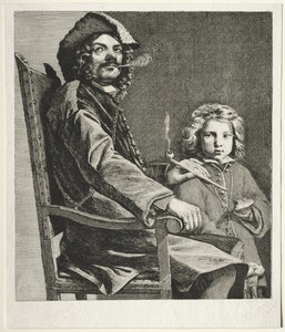 Man Smoking a Pipe and a Small Boy