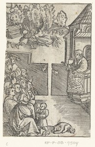 Man sprokkelt hout op dag des Heren