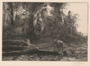 Man Squaring Logs (Homme qui fend des bûches)