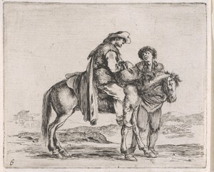Man te paard in gesprek met een staande man