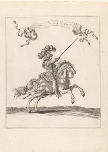 Man te paard in Romeins kostuum