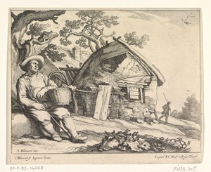 Man voor een boerenhut