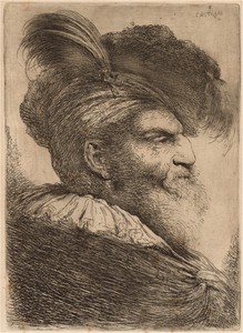 Man with a Long Beard and Headdress, Facing Right