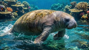 Manatee in Coral Reef
