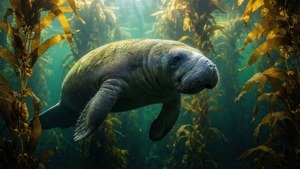 Manatee in Kelp Forest
