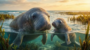Manatee Mother and Calf